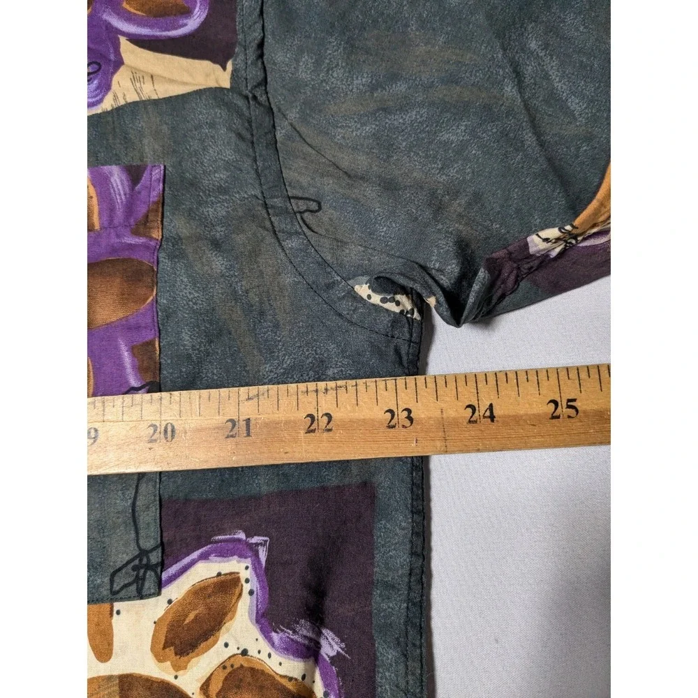 ENRICO SARCHI‎ Men Large Green Purple Floral AOP Cotton Button-Up Shirt